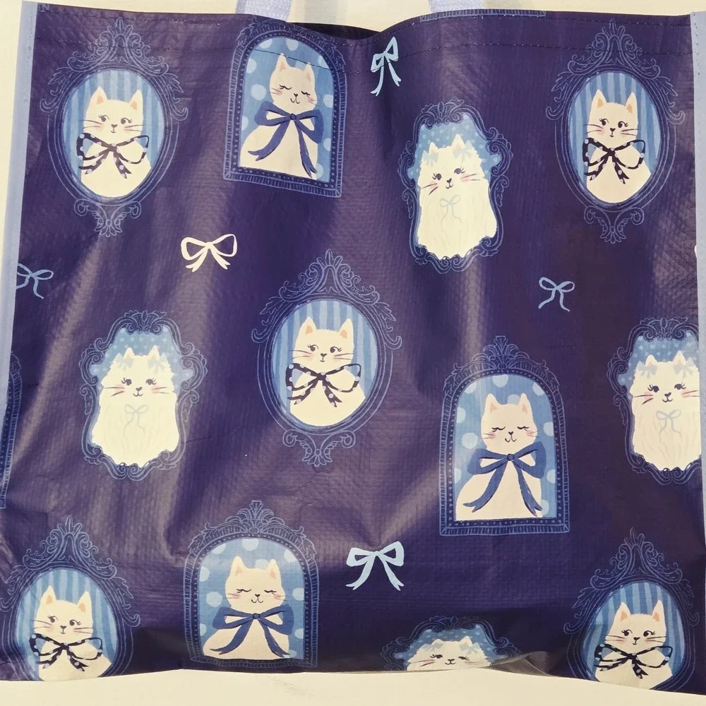 Cats Cat Pictures Picture Frames Collage Bows Gift Tote Bag New Marshalls Blue